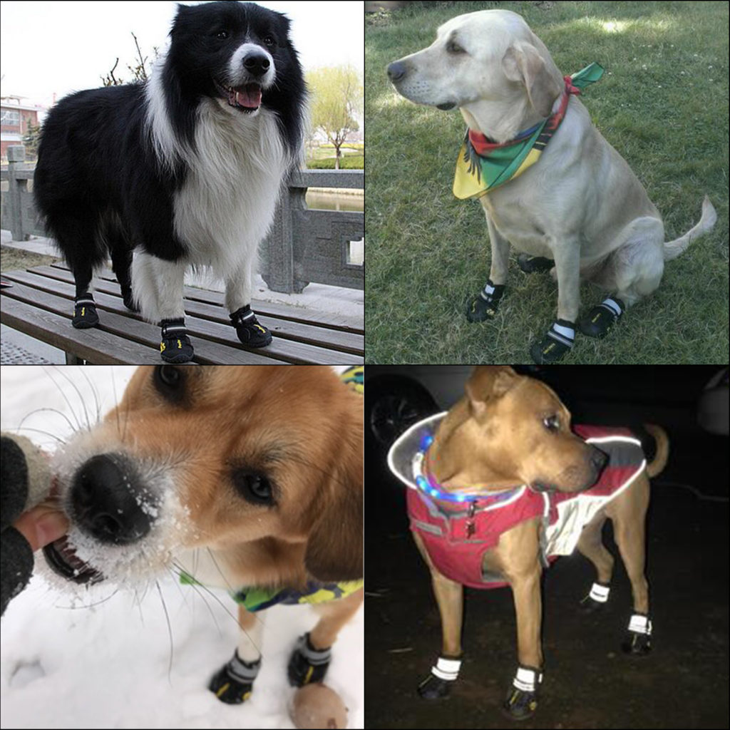 QUMY Dog Boots Waterproof Shoes for Large Dogs with Reflective Velcro Rugged AntiSlip Sole