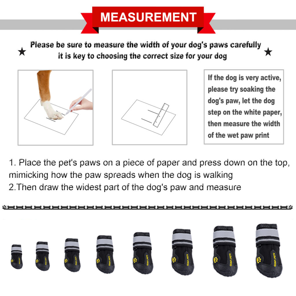 QUMY Dog Boots Waterproof Shoes for Large Dogs with Reflective Velcro