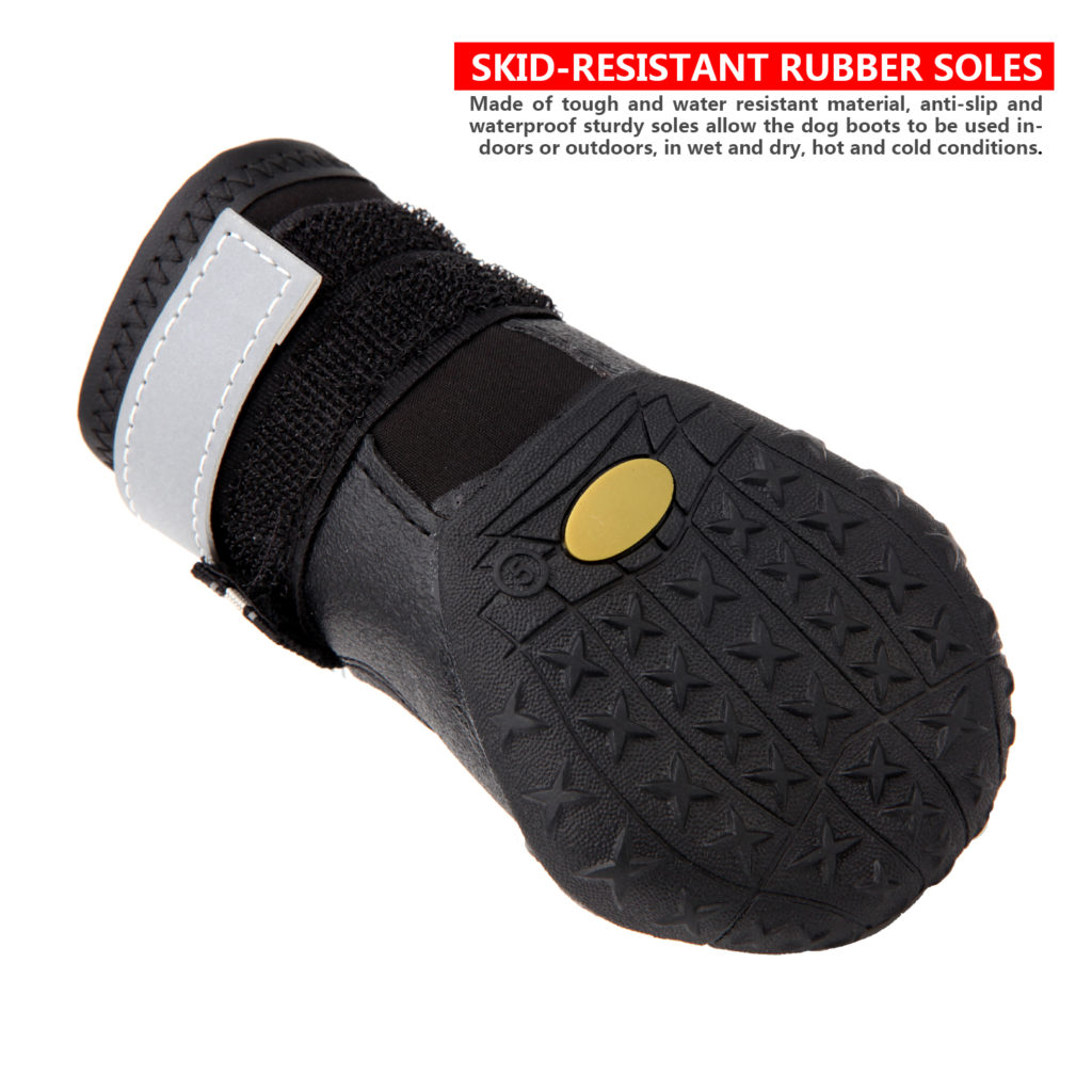QUMY Dog Boots Waterproof Shoes for Large Dogs with Reflective Velcro