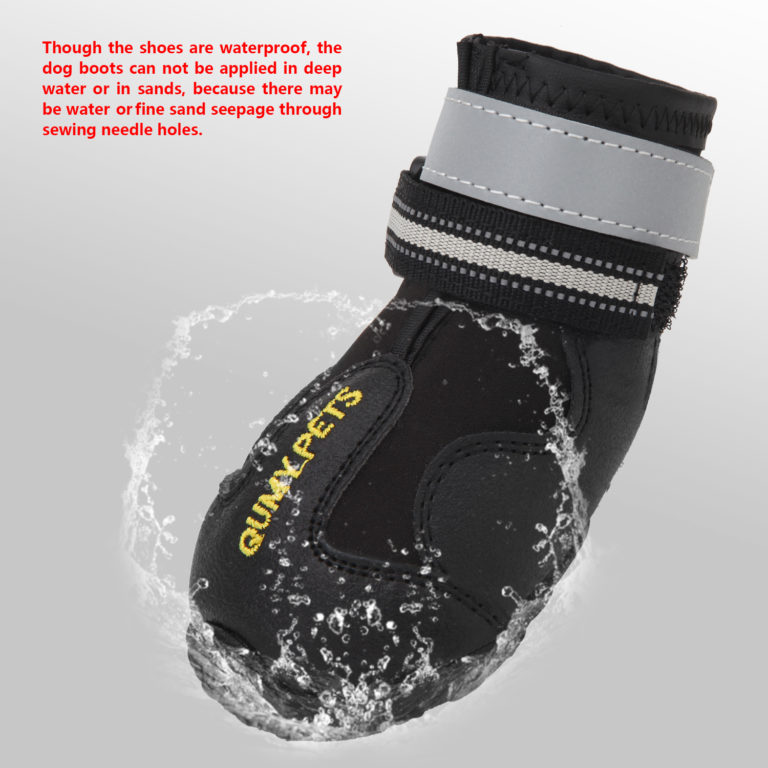 QUMY Dog Boots Waterproof Shoes for Large Dogs with Reflective Velcro
