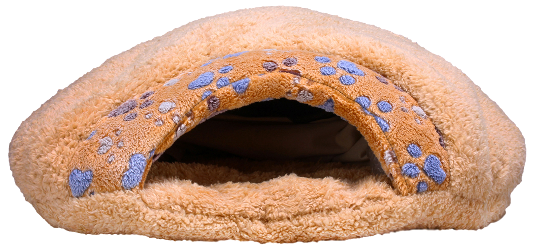 QUMY Cat Sleeping Bag Warm Soft Puppy Cat Bed Cave Igloo Nest Brown 21.5'' 