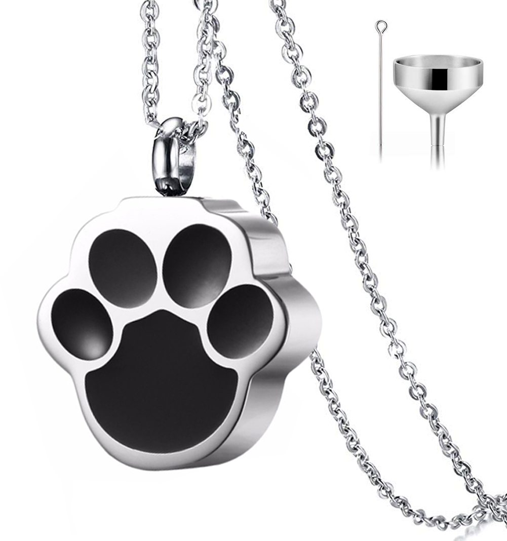 Cremation Urn Jewelry Waterproof Black Cat Heart Urn Pendant Memorial Remains Ashes Keepsake Necklace