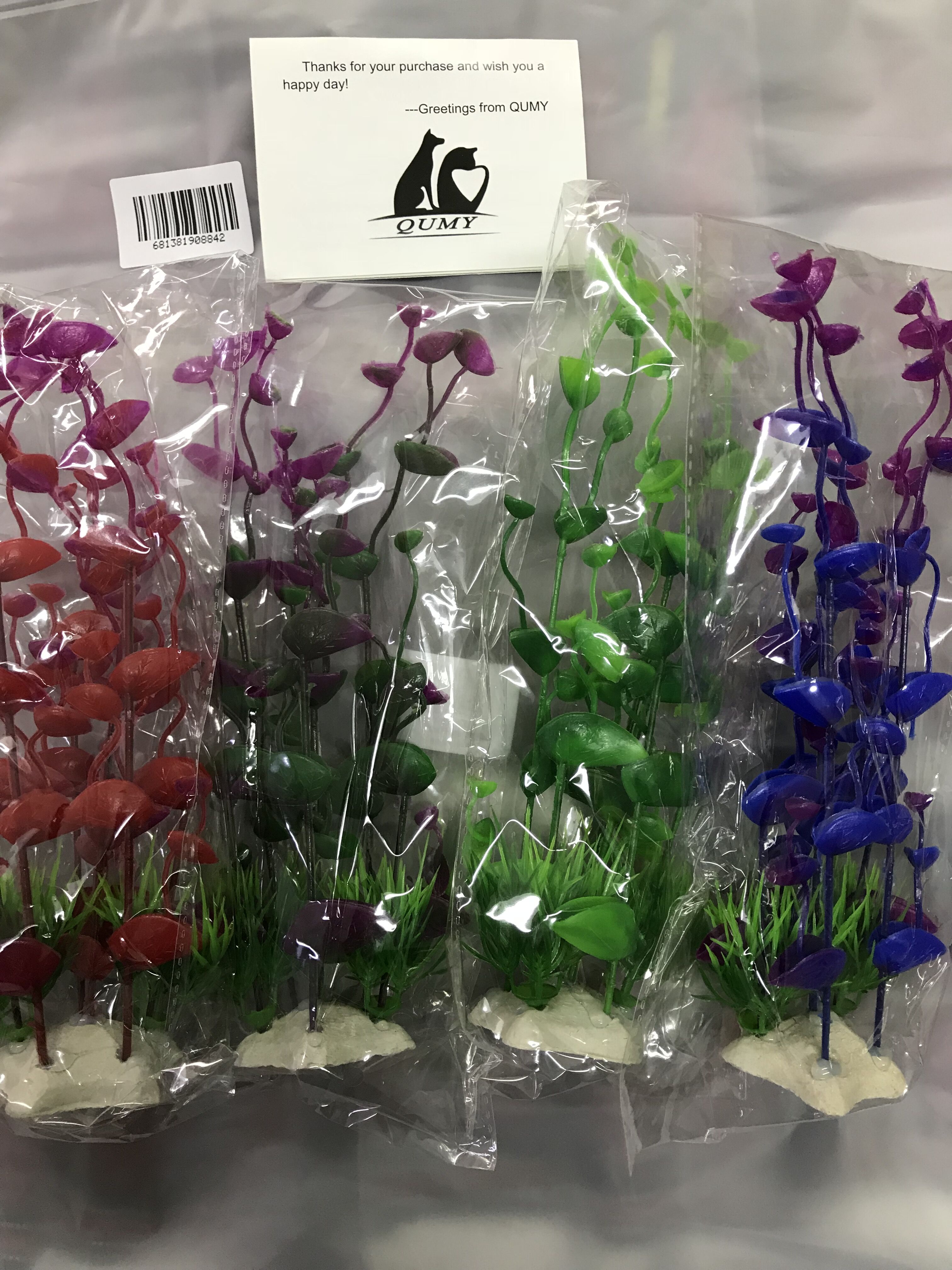 Qumy 4 Pcs Colorful Artificial Aquarium Plants 9 45 Inch Tall