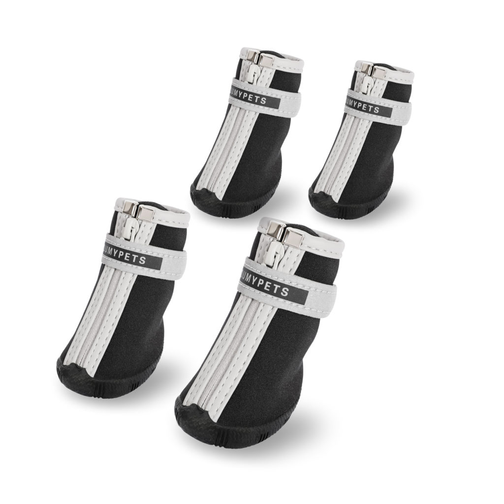 QUMY Dog Boots Waterproof Shoes for Large Dogs with Reflective Velcro