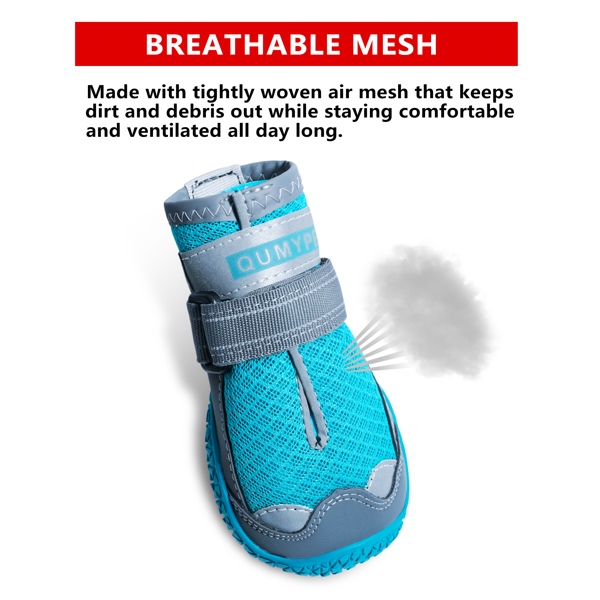 vecomfy Breathable Mesh Dog Shoes for Small Dogs,Summer Hot Pavement Protect Paws Dog Boots,Waterproof Non-Slip 